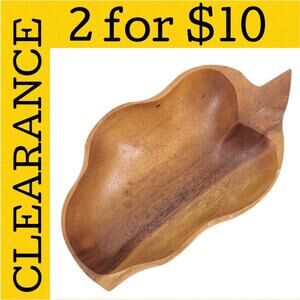 🟡 80s monkeypod pepper shaped wooden bowl 1980s vintage